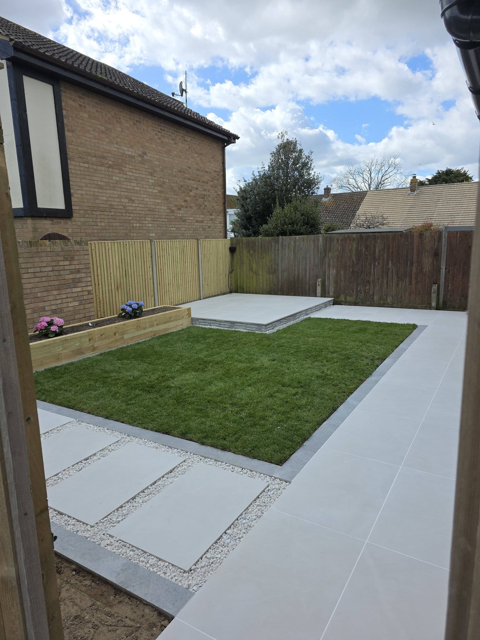 New lawn and patio garden landscaping New Romney, Kent