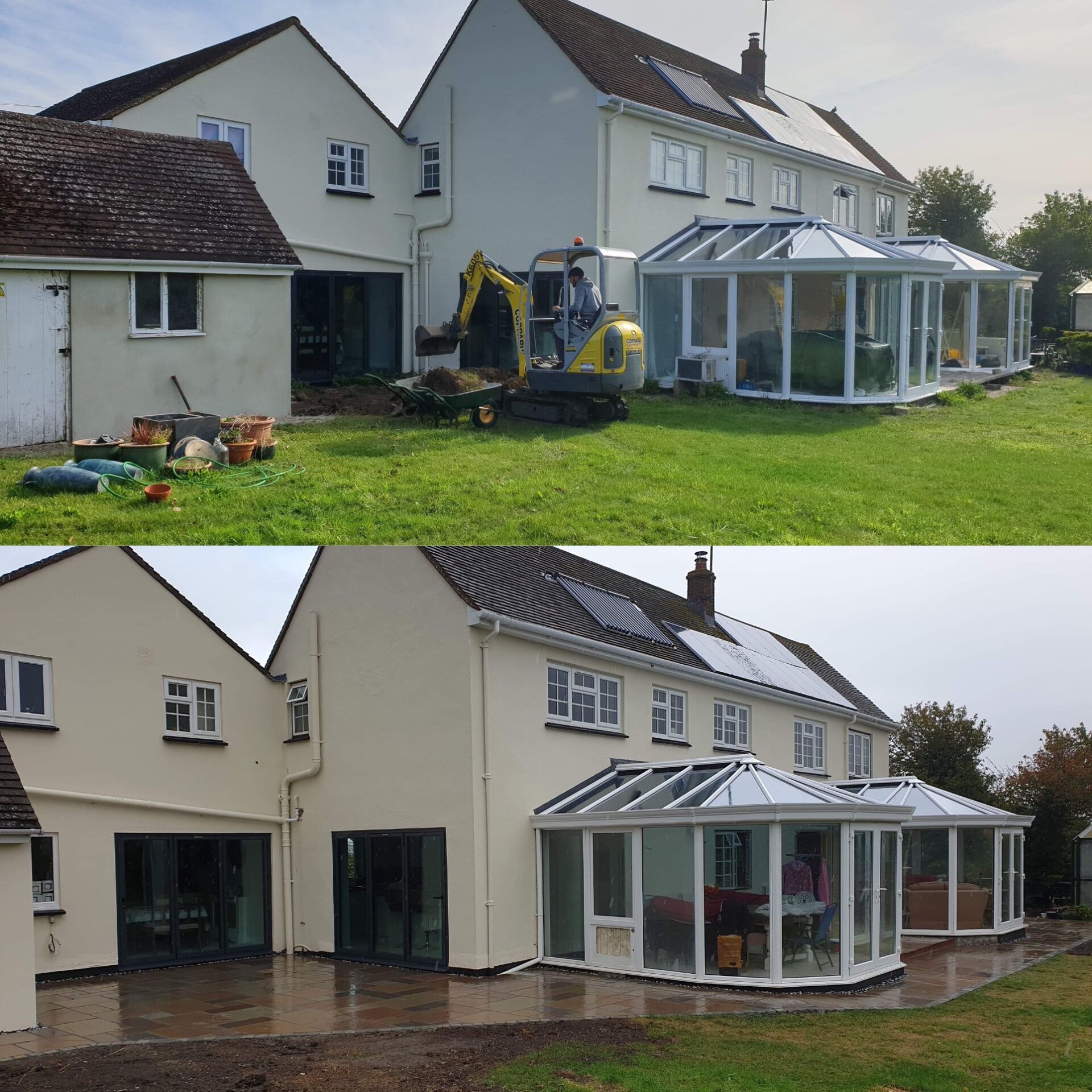 New back garden patio before and after shots